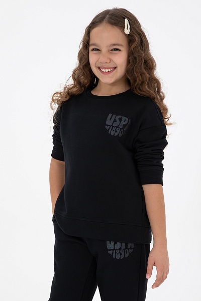 Свитшот хлопковый с принтом для девочек - G084SZ0820PU_8208 Толстовка жен. детс. (VR046, 9_10)