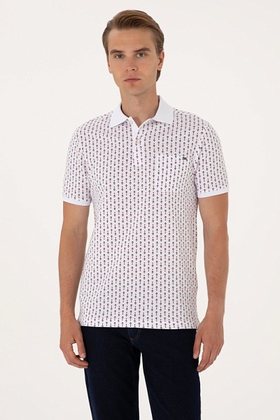 Футболка-поло из хлопка с узором - G081SZ0110PALY Футболка муж. (VR013, 2XS)