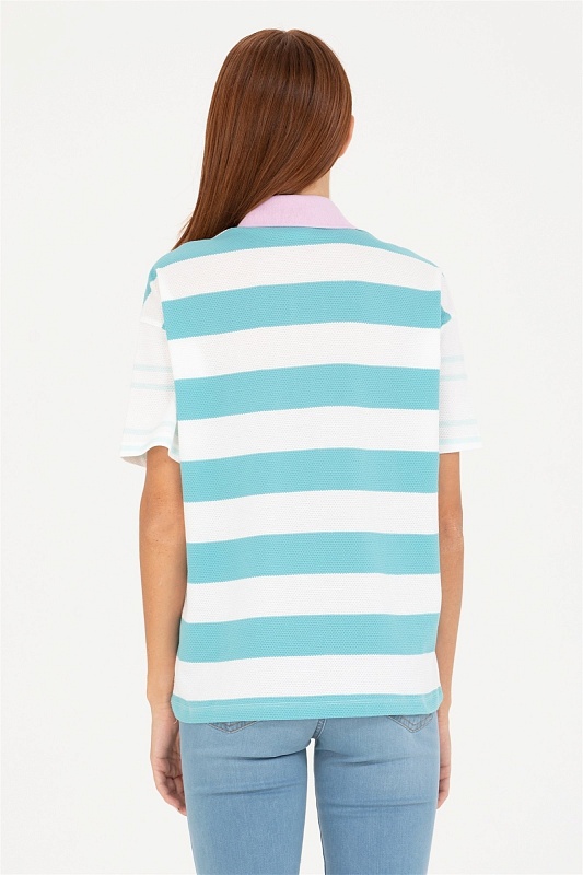 Футболка-поло из хлопка в полоску - G082SZ0110MAHFER Футболка жен. (VR083, 2XS)