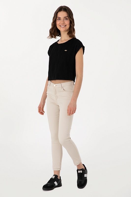 Блузка с рельефным узором укороченная - G082SZ0110SOPHIA Футболка жен. (VR046, S)