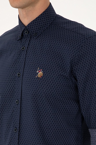 Рубашка из хлопка с узором приталенная - G081SZ0040MAROLA Сорочка муж. (VR033, XL)