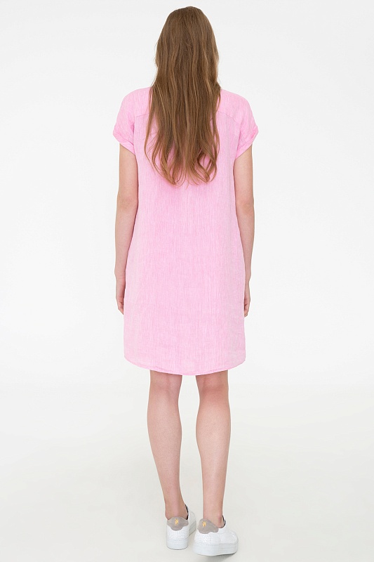 Платье льняное с V образным вырезом - G082SZ0320EX-LINENDRESS Платье жен. (VR041, 38)