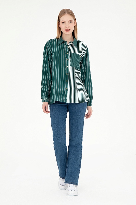 Рубашка с вискозой в полоску свободная - G082SZ0040KEDIE_R Сорочка жен. (VR079, 42)