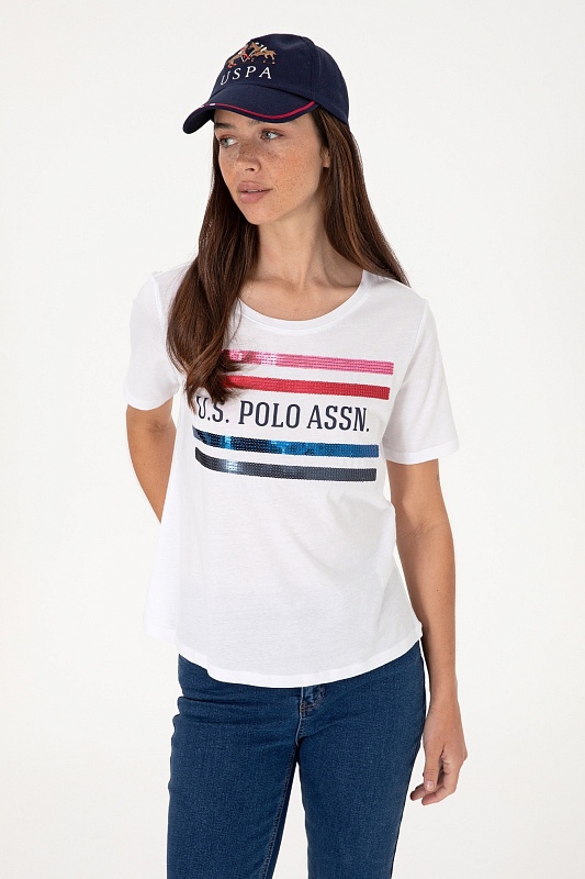 Футболка из хлопка с принтом и пайетками - G082SZ0110SILOT Футболка жен. (VR013, XS)