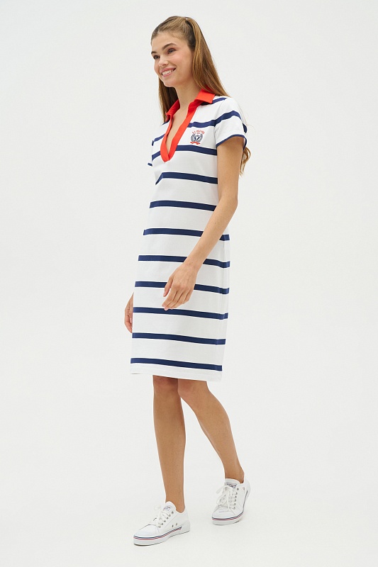 Платье-поло из хлопка в полоску - G082SZ0750R-MERLE Платье жен. (VR013, XS)