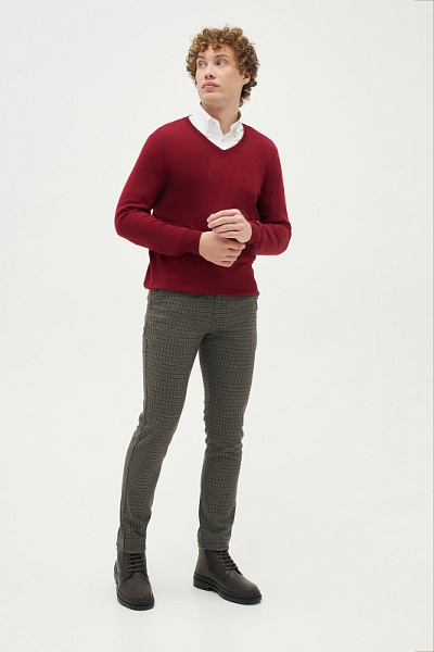 Брюки повседневные в клетку зауженные - G081SZ0780GUSTAVO Брюки муж. (VR038, 34, 34)