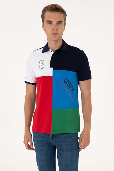 Футболка-поло из хлопка с контрастными вставками - G081SZ0110T_ILGA Футболка муж. (VR077, XL)