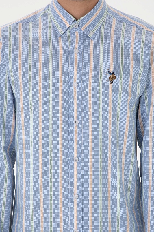 Рубашка из хлопка в полоску приталенная - G081SZ0040MAYSILA Сорочка муж. (VR028, XL)