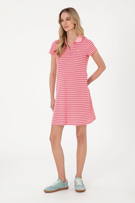 Платье-поло мини с вискозой в полоску - G082SZ0750SAKI Платье жен. (VR041, 2XS)