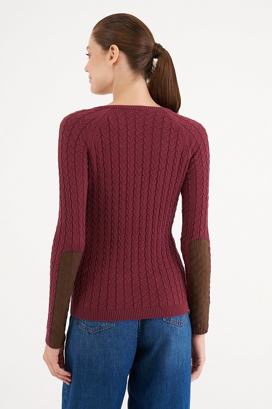 Джемпер из хлопка с узором косы - G082SZ0TK0ART_MERY Кофта жен. (VR177, XS)