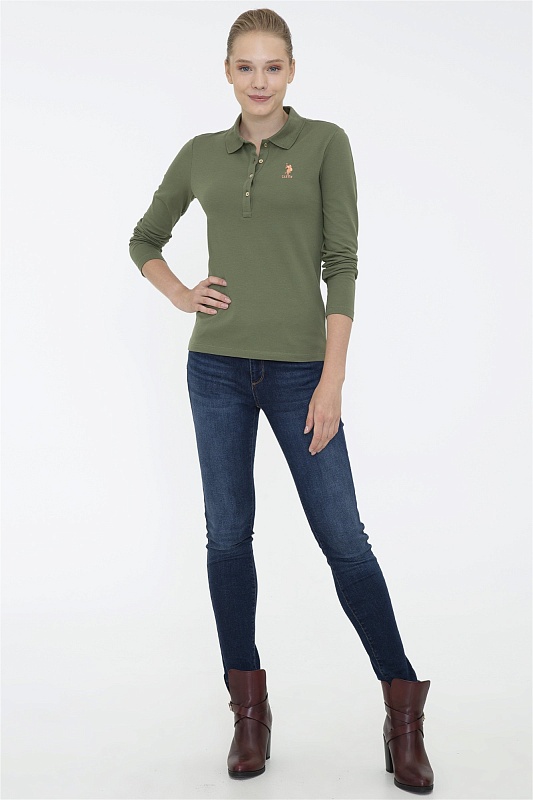 Поло с длинным рукавом из хлопка - G082SZ0820TPG-SK021 Толстовка жен. (VR027, XS)