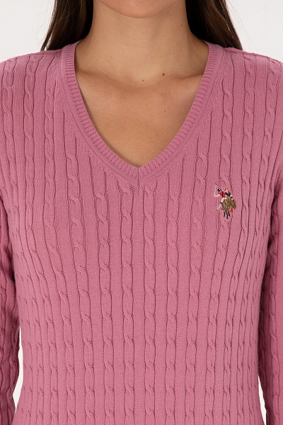 Пуловер из хлопка с узором&nbsp;&nbsp;косы - G082SZ0TK0TK03_BSK25 Кофта жен. (VR167, L)