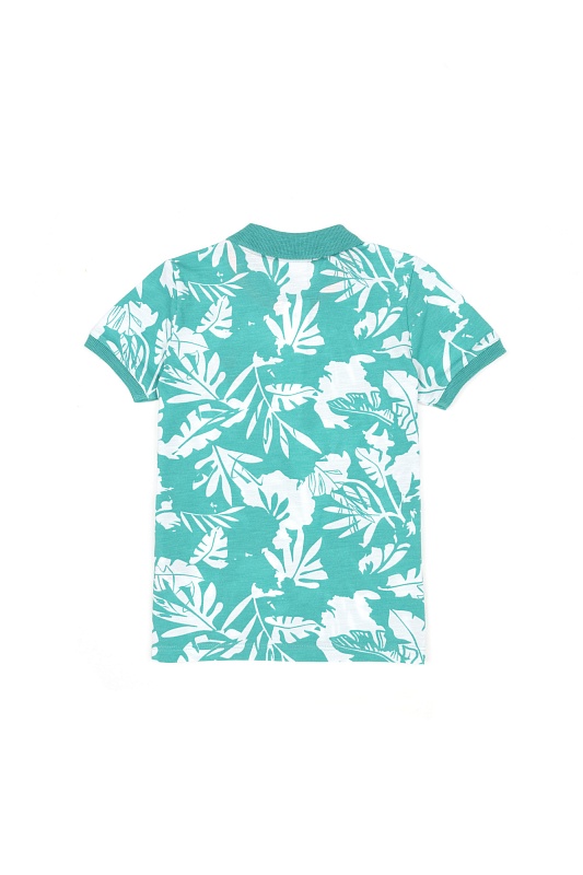 Футболка-поло с тропическим принтом для мальчиков - G083SZ0110VERDE Футболка муж. детс. (VR090, 8_9)