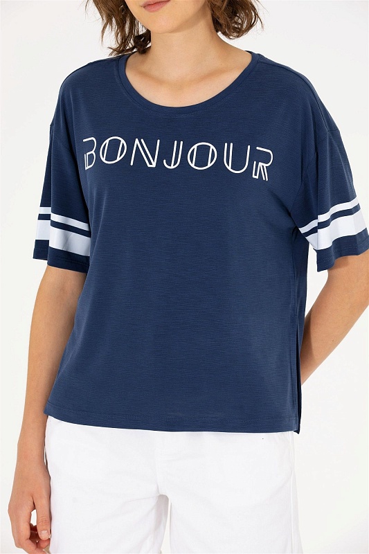 Футболка из модала с принтом - G082SZ0110MAVI-S Футболка жен. (VR033, XS)