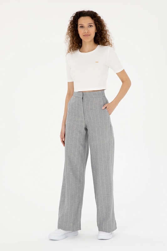 Брюки с добавлением льна широкие - G082SZ0780SIWAN-P Брюки жен. (VR036, 34)
