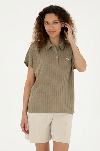 Футболка-поло трикотажная оверсайз - G082SZ0110PAT Футболка жен. (VR027, L)