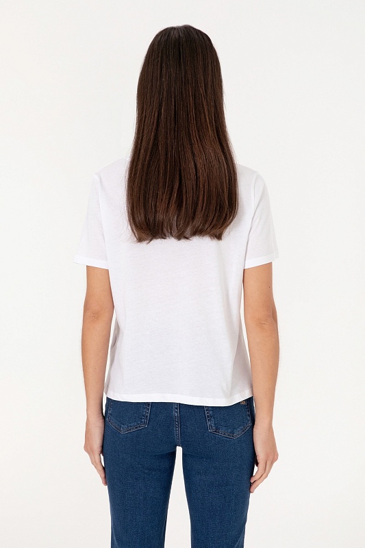 Футболка из хлопка с принтом и пайетками - G082SZ0110SILOT Футболка жен. (VR013, XS)