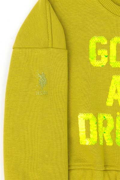 Свитшот с надписью из пайеток укороченный для девочек - G084SZ0820REDI Толстовка жен. детс. (VR087, 10_11)