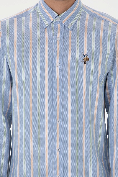 Рубашка из хлопка в полоску приталенная - G081SZ0040MAYSILA Сорочка муж. (VR028, XL)