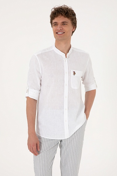 Рубашка из смеси хлопка и льна прямая - G081SZ0040MOTI Сорочка муж. (VR013, XL)