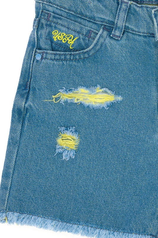 Шорты джинсовые с потертостями для девочек - G084SZ0DB0VONEKIDS Бермуда жен. детс. (DN0021, 8_9)