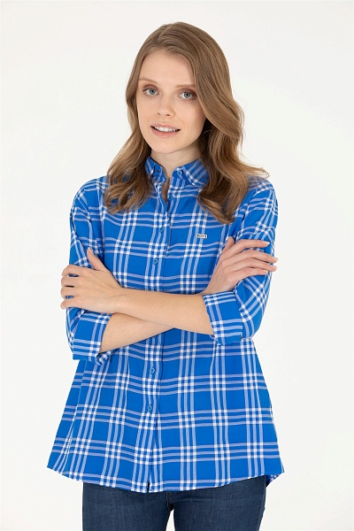 Рубашка с вискозой в клетку прямая - G082SZ0040TALLOT Сорочка жен. (VR045, 40)