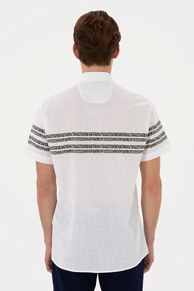 Рубашка с короктим рукавом из хлопка с принтом прямая - G081SZ0040YAMACIK Сорочка муж. (VR111, S)