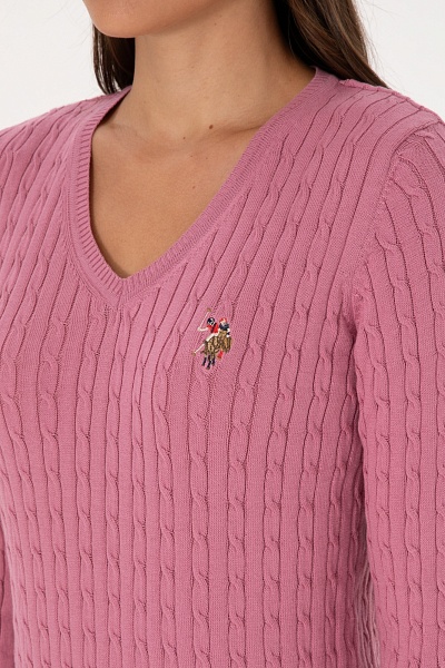 Пуловер из хлопка с узором&nbsp;&nbsp;косы - G082SZ0TK0TK03_BSK25 Кофта жен. (VR167, L)