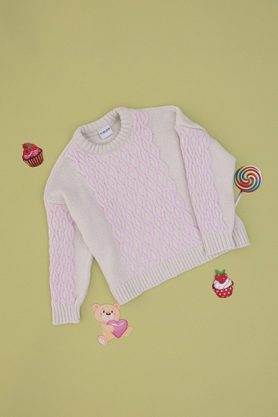 Свитер с узором косы для девочек - G084SZ0TK0TOY Кофта жен. детс. (VR071, 3_4)