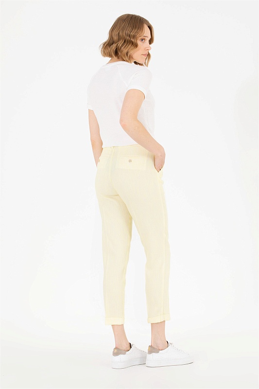 Брюки в полоску с добавлением льна - G082SZ0780RAMUS Брюки жен. (VR168, 38)