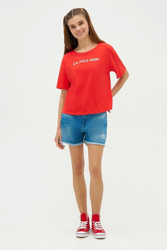 Футболка из хлопка с логотипом - G082SZ0110R-METTO Футболка жен. (VR030, L)
