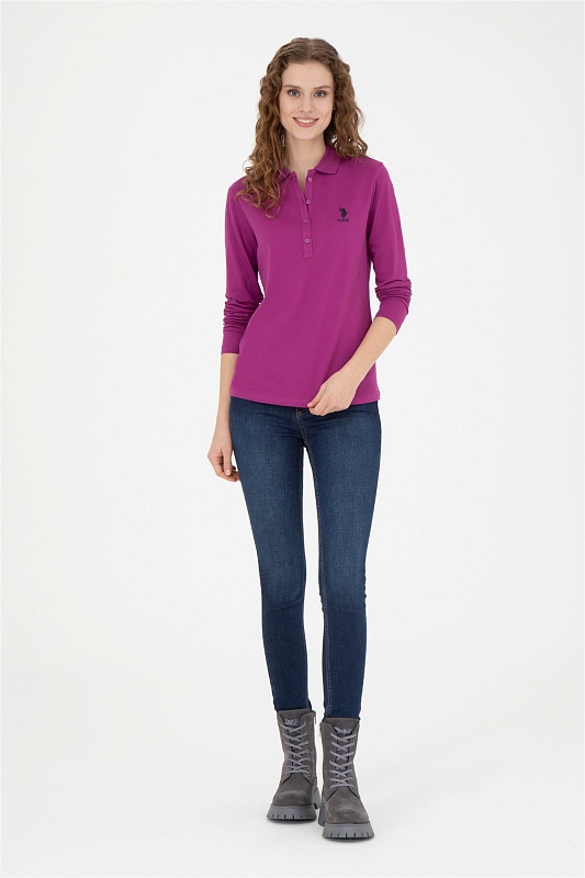 Поло с длинным рукавом из хлопка - G082SZ0820TPG-SK023 Толстовка жен. (VR037, XS)