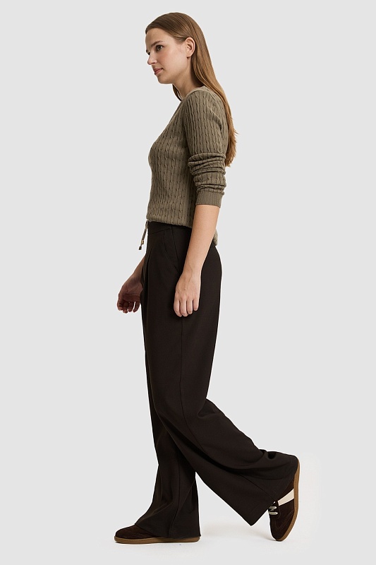 Брюки широкие с двойным поясом - G082SZ0780RONS Брюки жен. (VR084, 36)