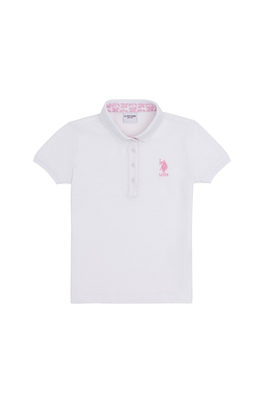 Футболка-поло из хлопка c принтом на планке для девочек - G084SZ0110TP01-IY024 Футболка жен. детс. (VR013, 3_4)