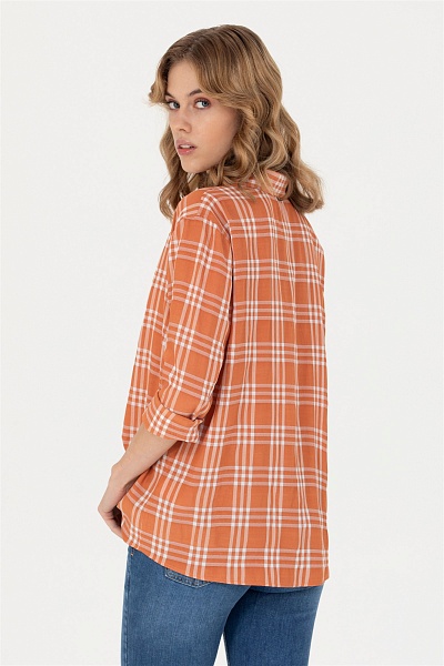 Рубашка с вискозой в клетку прямая - G082SZ0040TALLOT Сорочка жен. (VR031, 32)