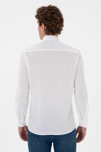 Рубашка с добавлением льна приталенная - G081SZ0040NORM Сорочка муж. (VR013, XL)