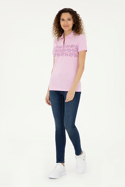 Футболка-поло из хлопка с принтом - G082GL0110GEBZE Футболка жен. (VR041, L)