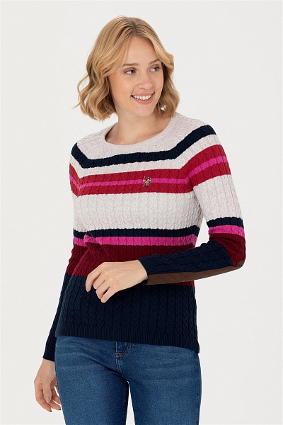 Джемпер с узором косичка в полоску - G082SZ0TK0MERIS-SK23 Кофта жен. (VR033, XS)