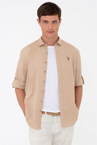 Рубашка хлопковая с добавлением льна прямая - G081SZ0040ENZO021Y Сорочка муж. (VR085, S)