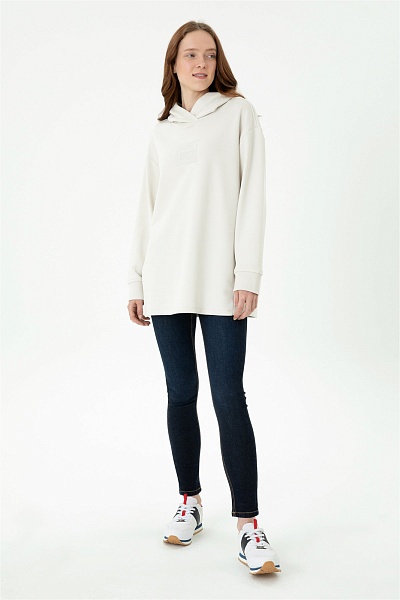 Худи удлиненное с надписью - G082GL0820RC-GELIF Толстовка жен. (VR049, XS)