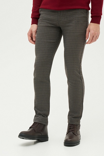 Брюки в клетку зауженные - G081SZ0780GUSTAVO Брюки муж. (VR038, 38, 34)