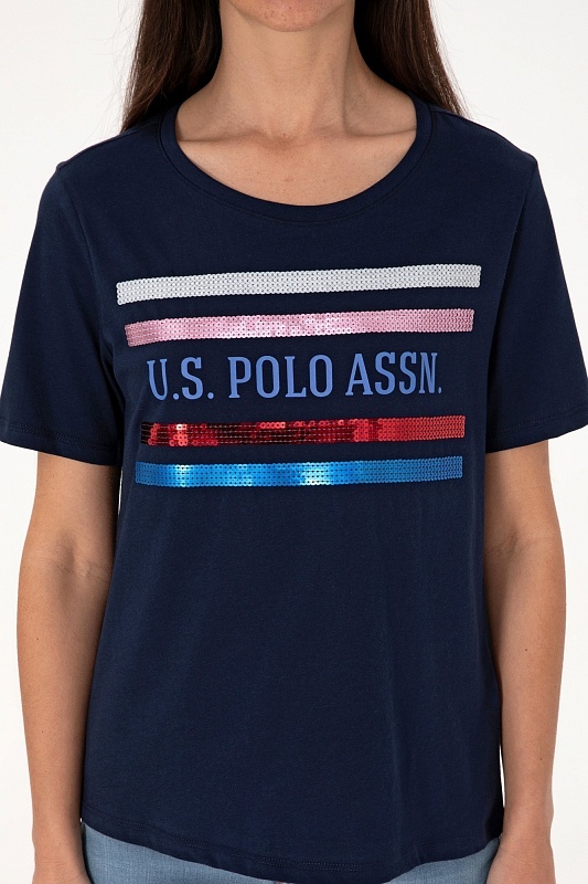 Футболка из хлопка с принтом и пайетками - G082SZ0110SILOT Футболка жен. (VR033, XS)