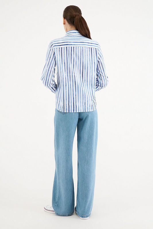 Рубашка из хлопка в полоску прямая - G082SZ0040BUCCI Сорочка жен. (VR028, 34)
