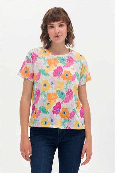 Футболка с цветочным принтом - G082SZ0110MADAN Футболка жен. (VR071, XS)