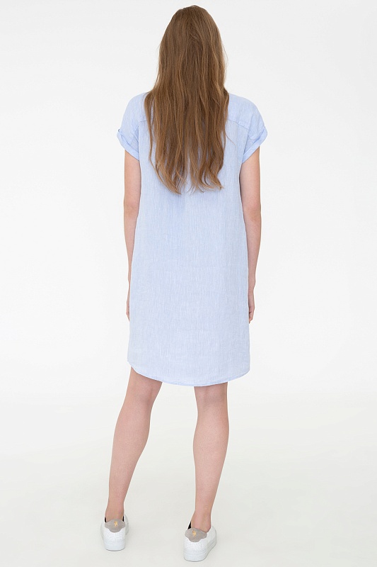 Платье льняное с V образным вырезом - G082SZ0320EX-LINENDRESS Платье жен. (VR003, 38)