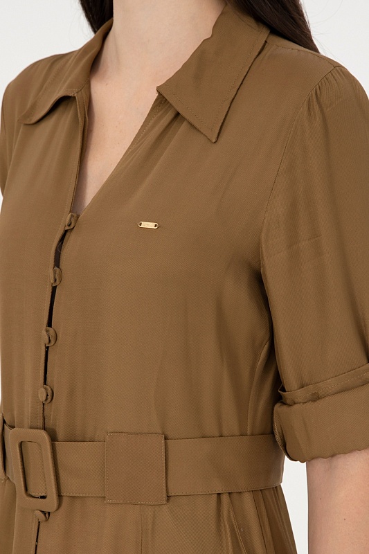 Платье-рубашка миди из хлопка с поясом - G082SZ0320DOLLY Платье жен. (VR027, 40)
