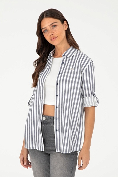 Рубашка в полоску прямая - G082GL0040GLARUS Сорочка жен. (VR033, 34)