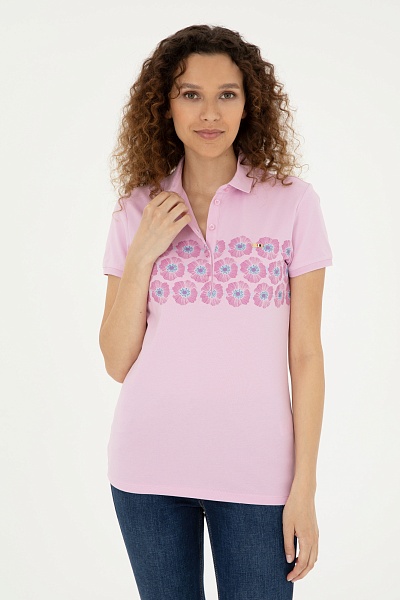 Футболка-поло из хлопка с принтом - G082GL0110GEBZE Футболка жен. (VR041, L)