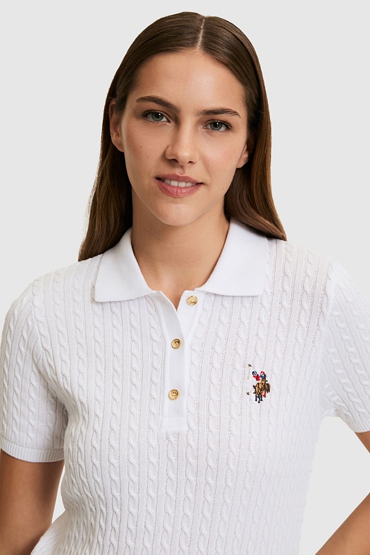 Футболка-поло из хлопка с узором косы - G082SZ0TK0BENT Кофта жен. (VR013, S)