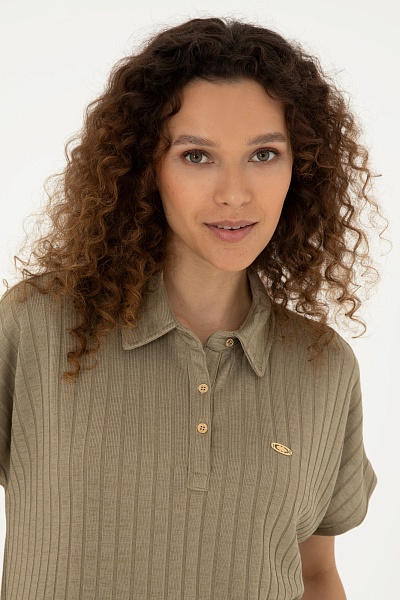 Футболка-поло трикотажная оверсайз - G082SZ0110PAT Футболка жен. (VR027, L)